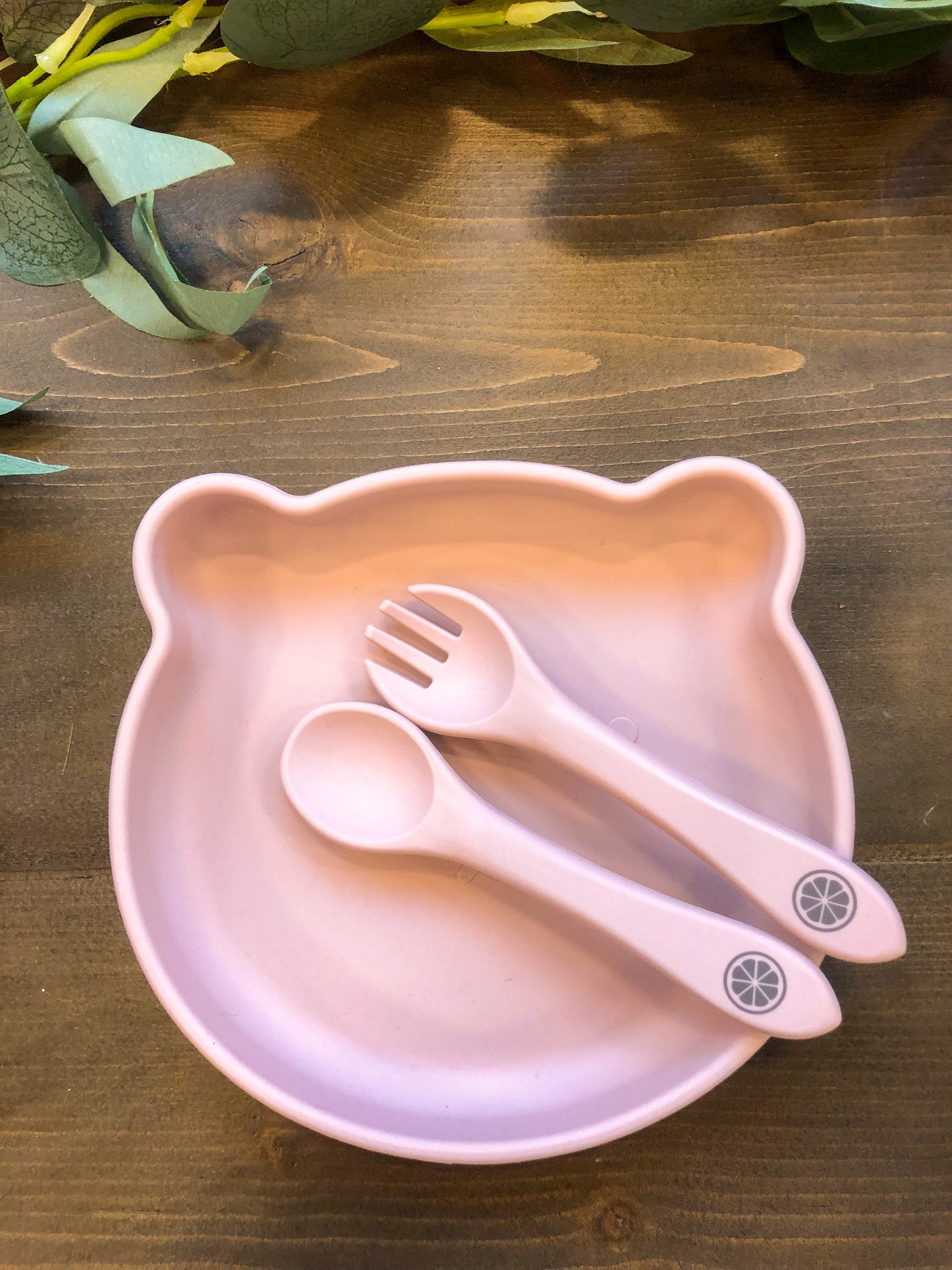 Pink Mauve Silicone Spoon and Fork