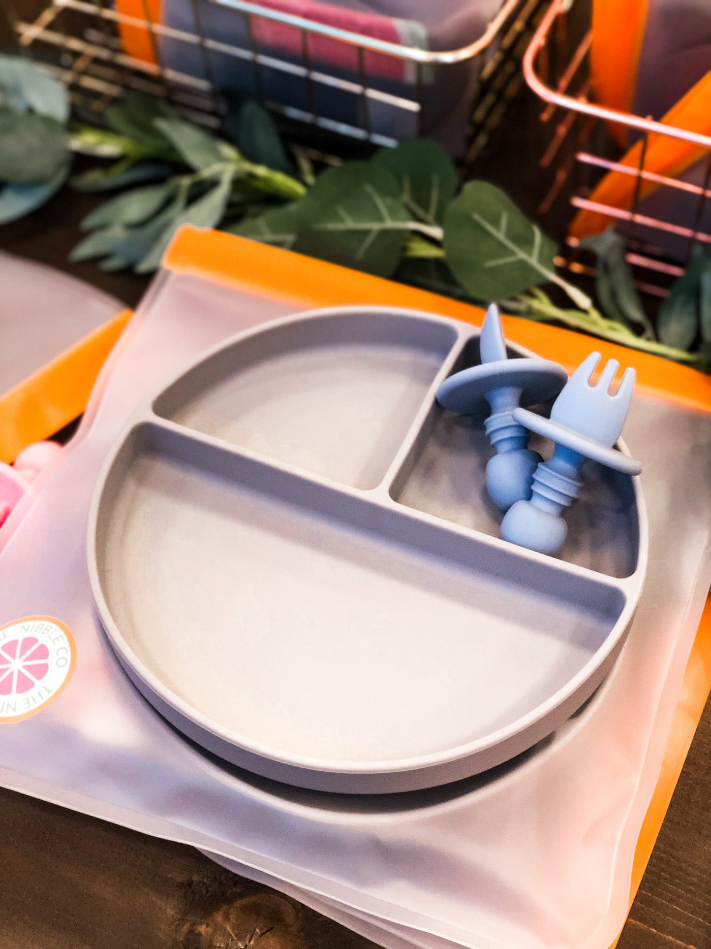 Grey Silicone Divided Plate