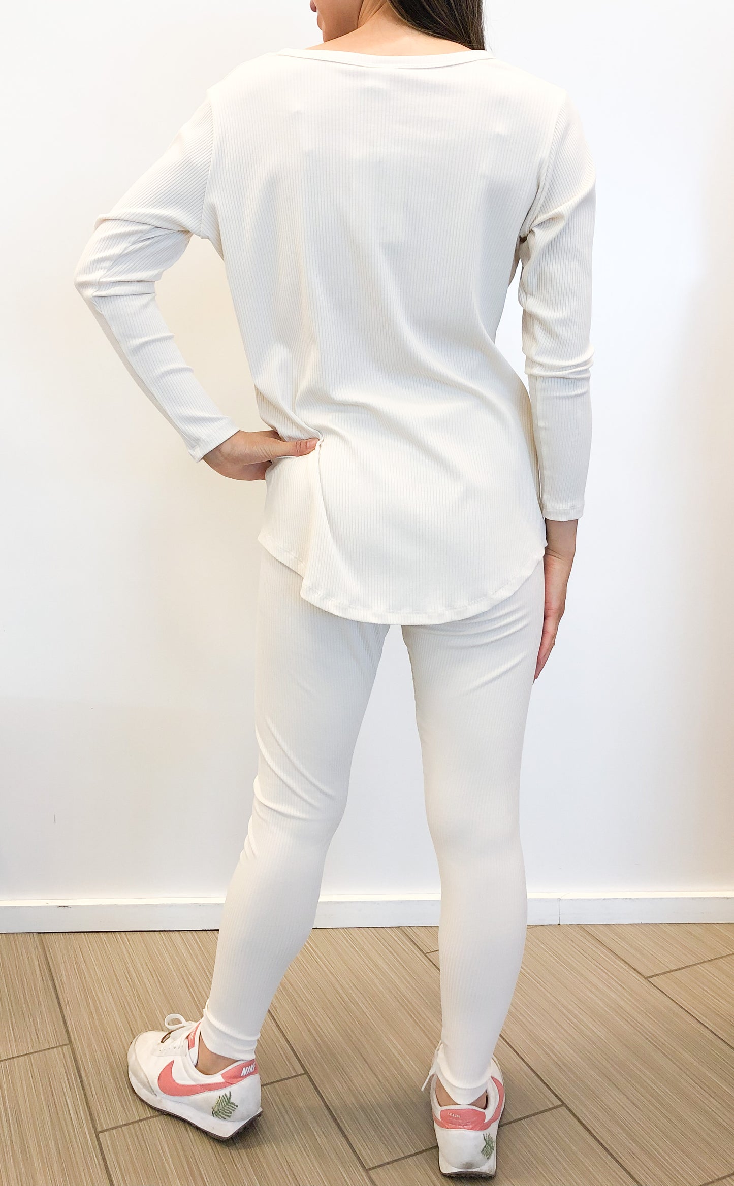 Bamboo Rib Knit Lounge Set in Cream
