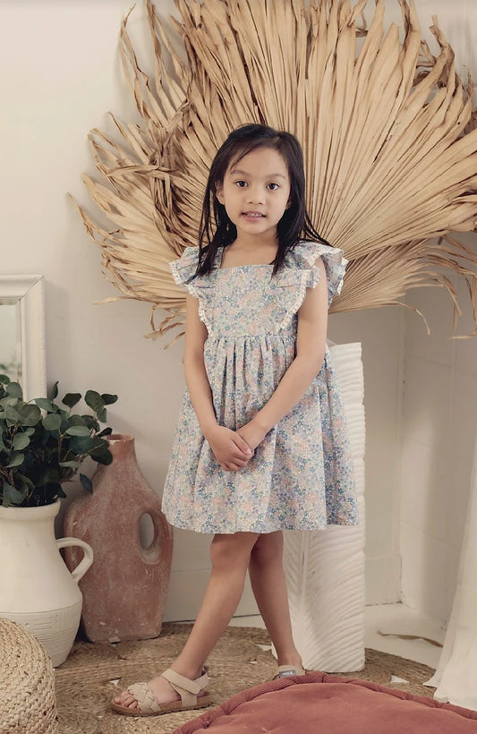 Kingsley Dress in Blue Garden Floral