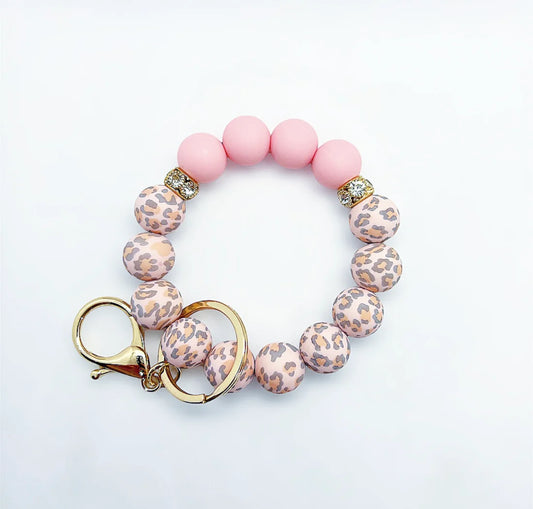 Pink Leopard & Gold Wristlet