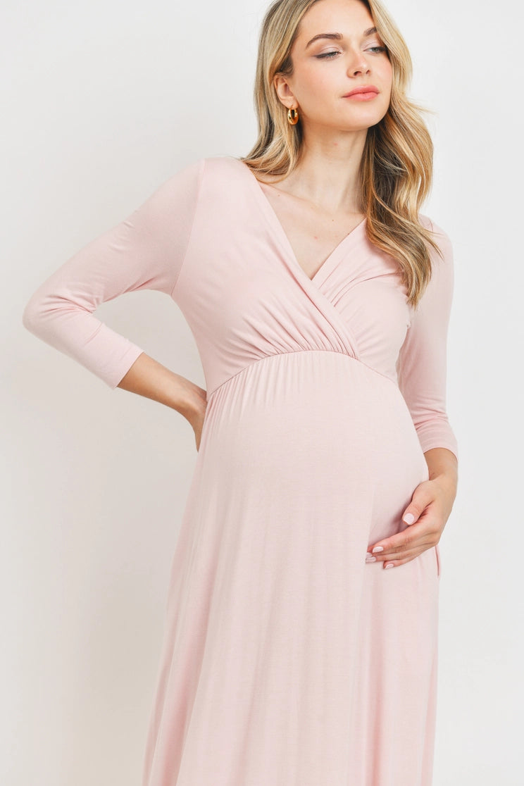 Farren Maxi Nursing Dress in Blush Pink