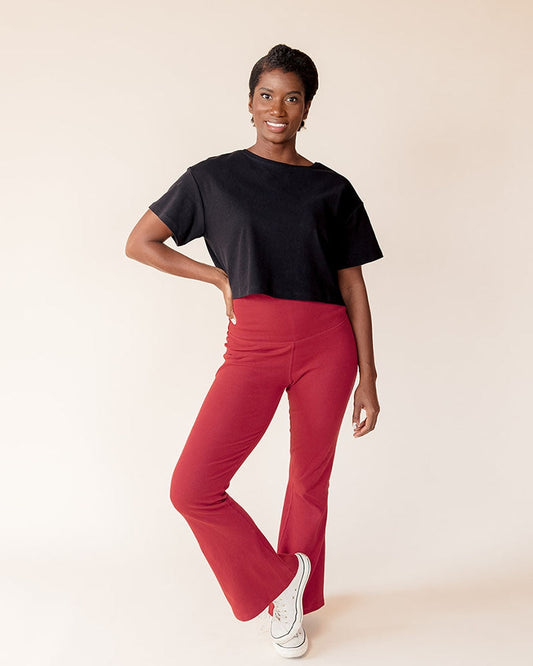 Rust Rib Knit Flex Fit Flare Legging
