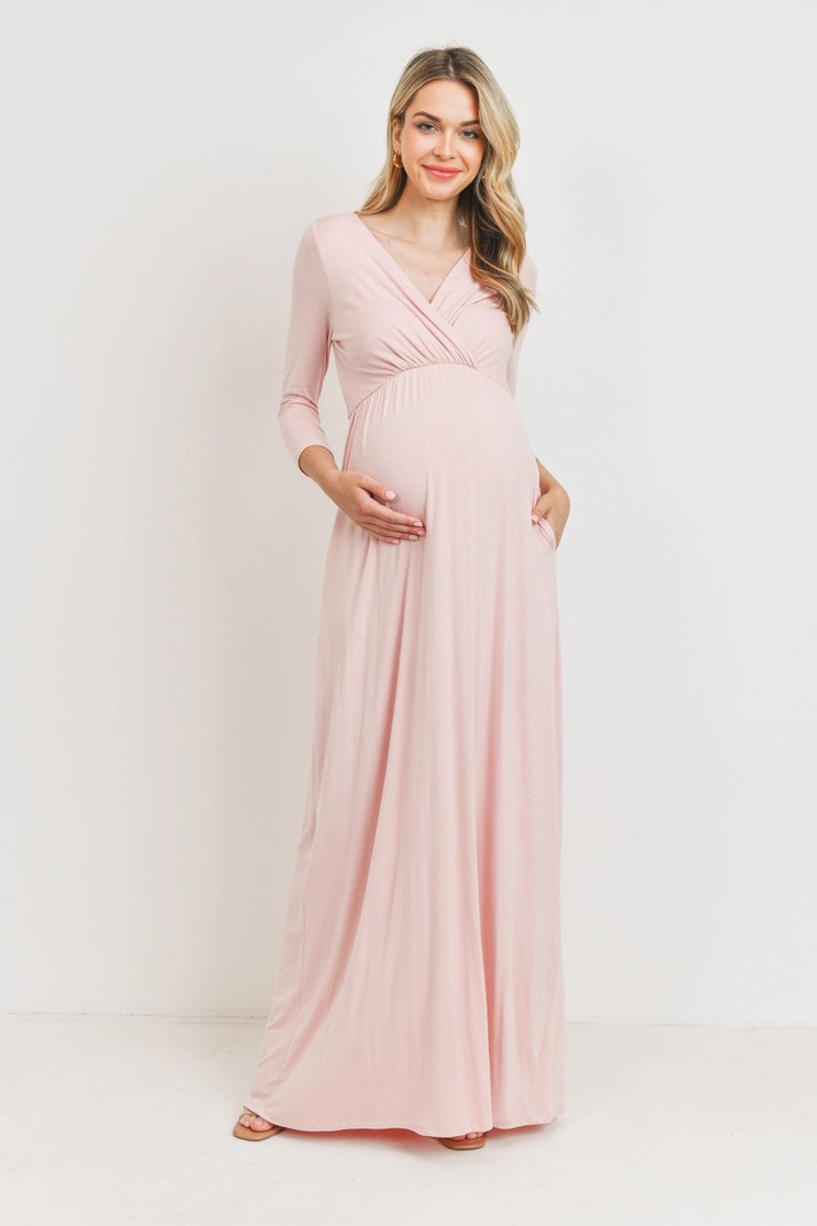 Farren Maxi Nursing Dress in Blush Pink