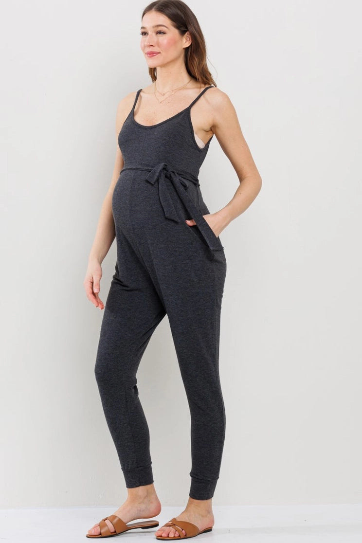 Atlanta Belted Charcoal Jumpsuit