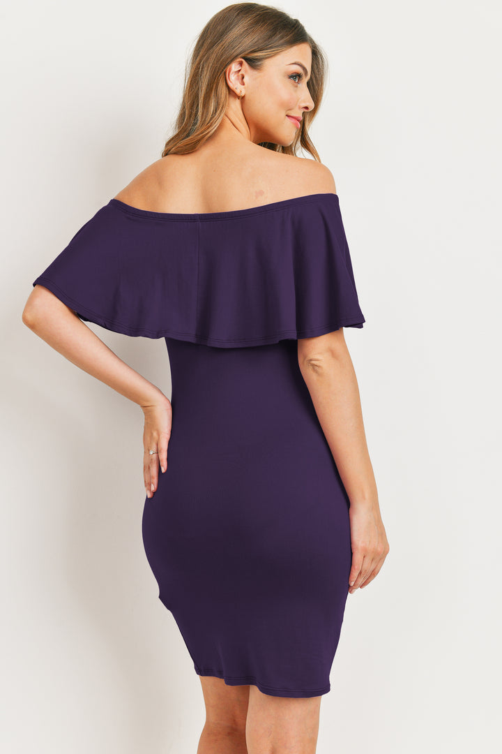 Off Shoulder Dress in Purple