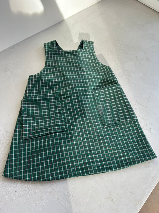 Mini Maker's Apron in Christmas Green Plaid
