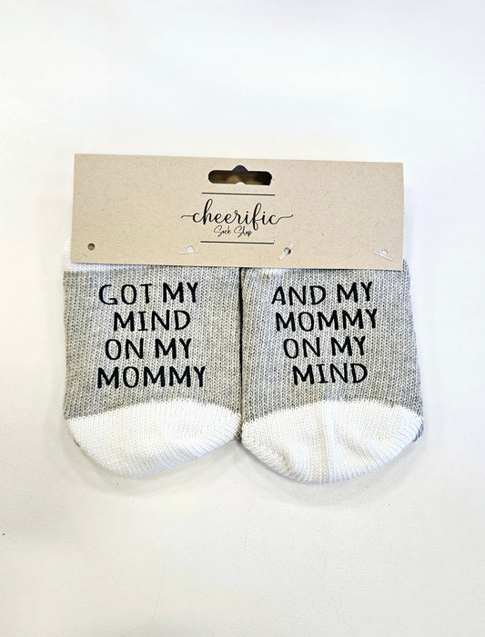 Mind on My Mommy Socks in Light Grey