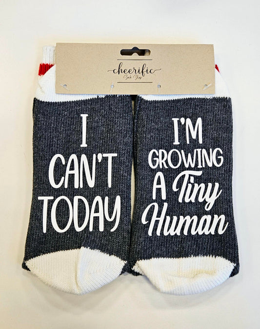 I Can't Today I'm Growing A Tiny Human Socks in Dark Grey