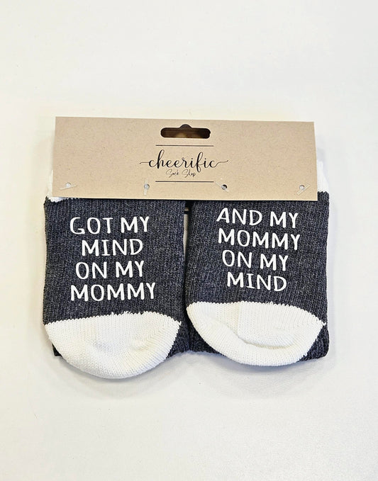 Mind on My Mommy Socks in Dark Grey