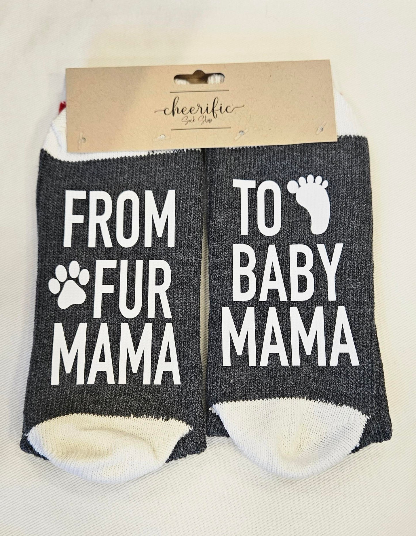 Fur Mama to Baby Mama Socks in Dark Grey