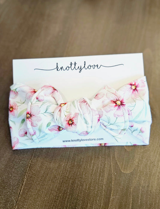 Pink Spring Floral Knotted Headband