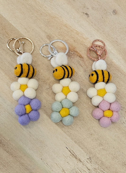 Floral Bee Keychain