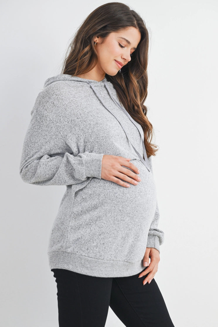 Carmen Knit Hoodie in Heather Grey