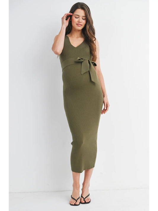 Holly Ribbed Belted Midi Dress