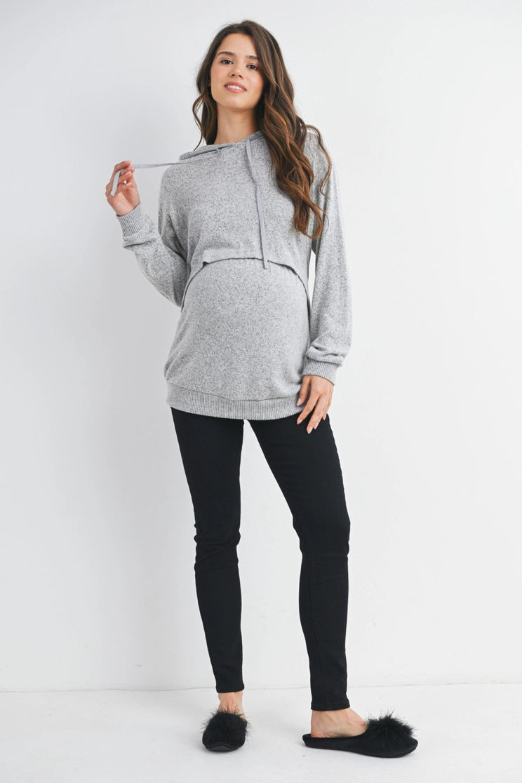 Carmen Knit Hoodie in Heather Grey