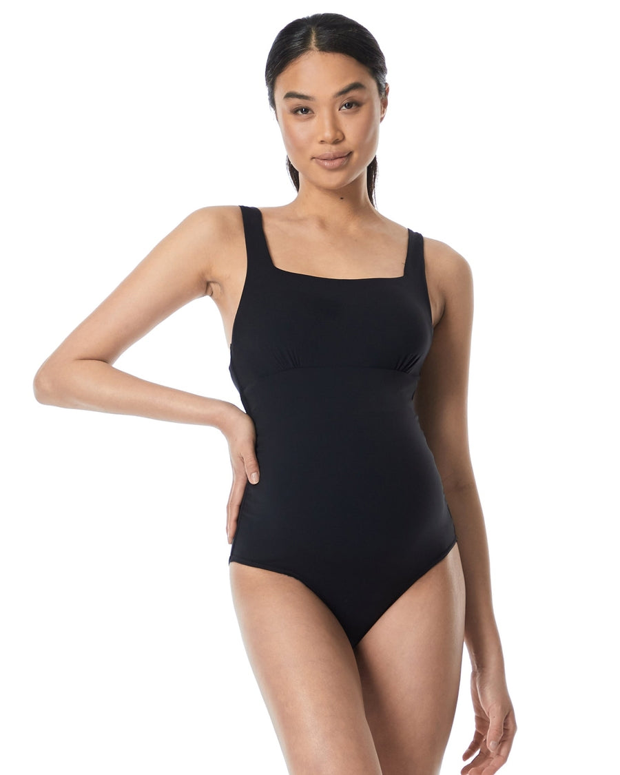 Square Neck One Piece Swimsuit in Black