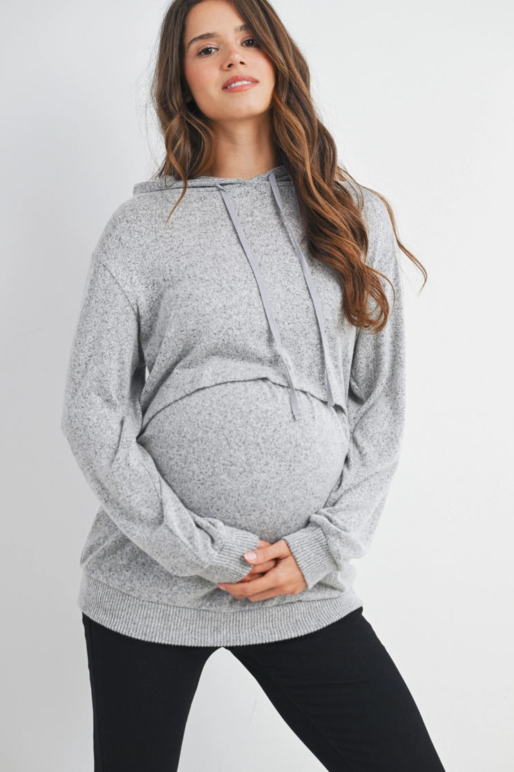 Carmen Knit Hoodie in Heather Grey