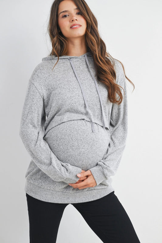 Carmen Knit Hoodie in Heather Grey