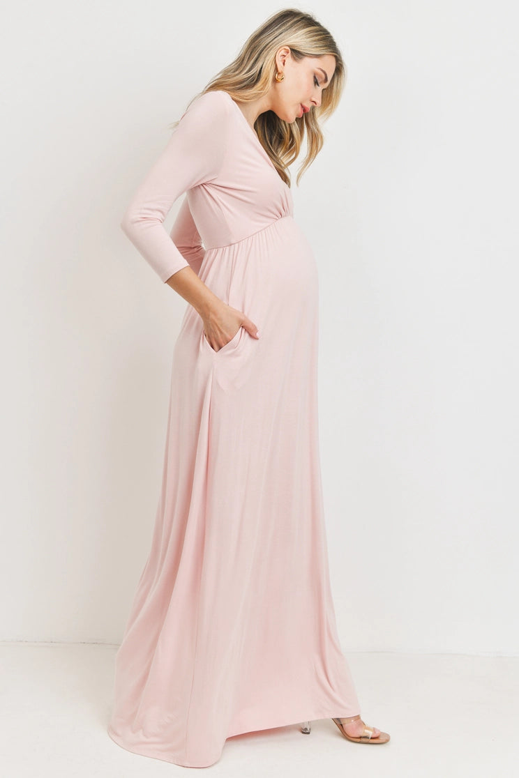 Farren Maxi Nursing Dress in Blush Pink