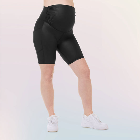 Faux Leather Embrace Maternity Bike Shorts PRE-ORDER