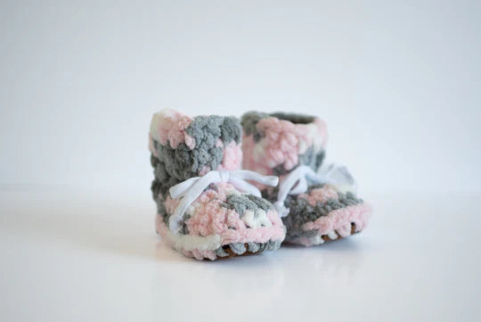 Pink/Grey Fleece Slippers