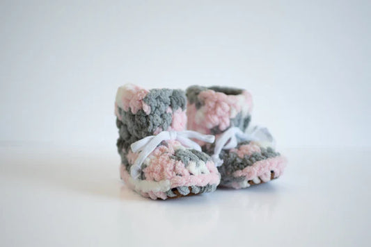 Pink/Grey Fleece Slippers