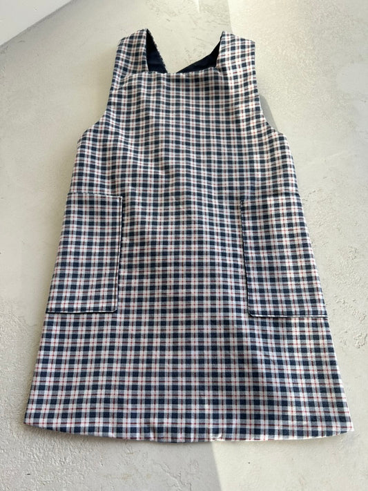 Mini Maker's Apron in Christmas Blue Plaid
