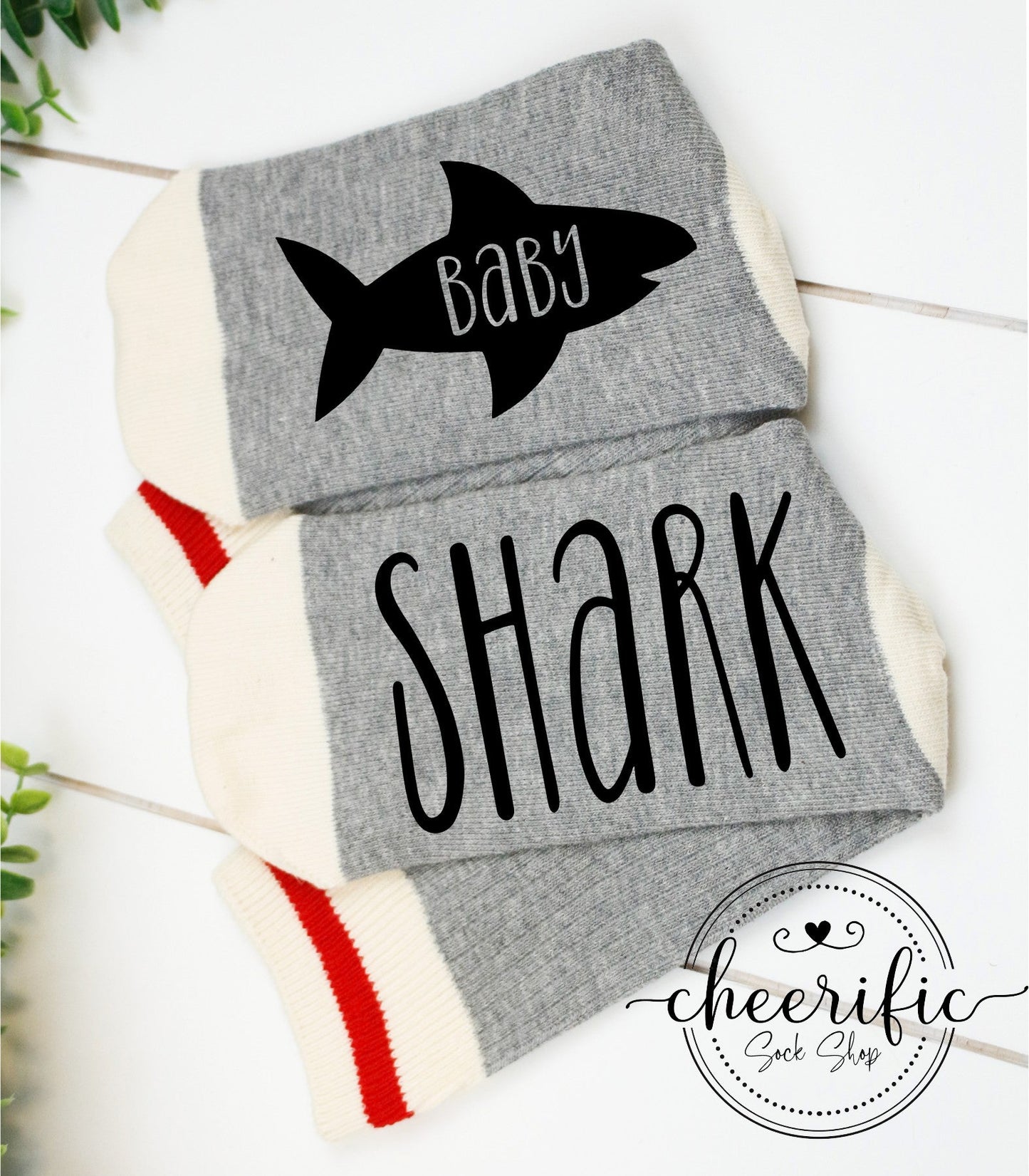 Baby Shark Socks in Light Grey