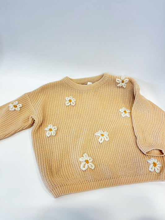 All Over Flowers Embroidered Knit Sweater