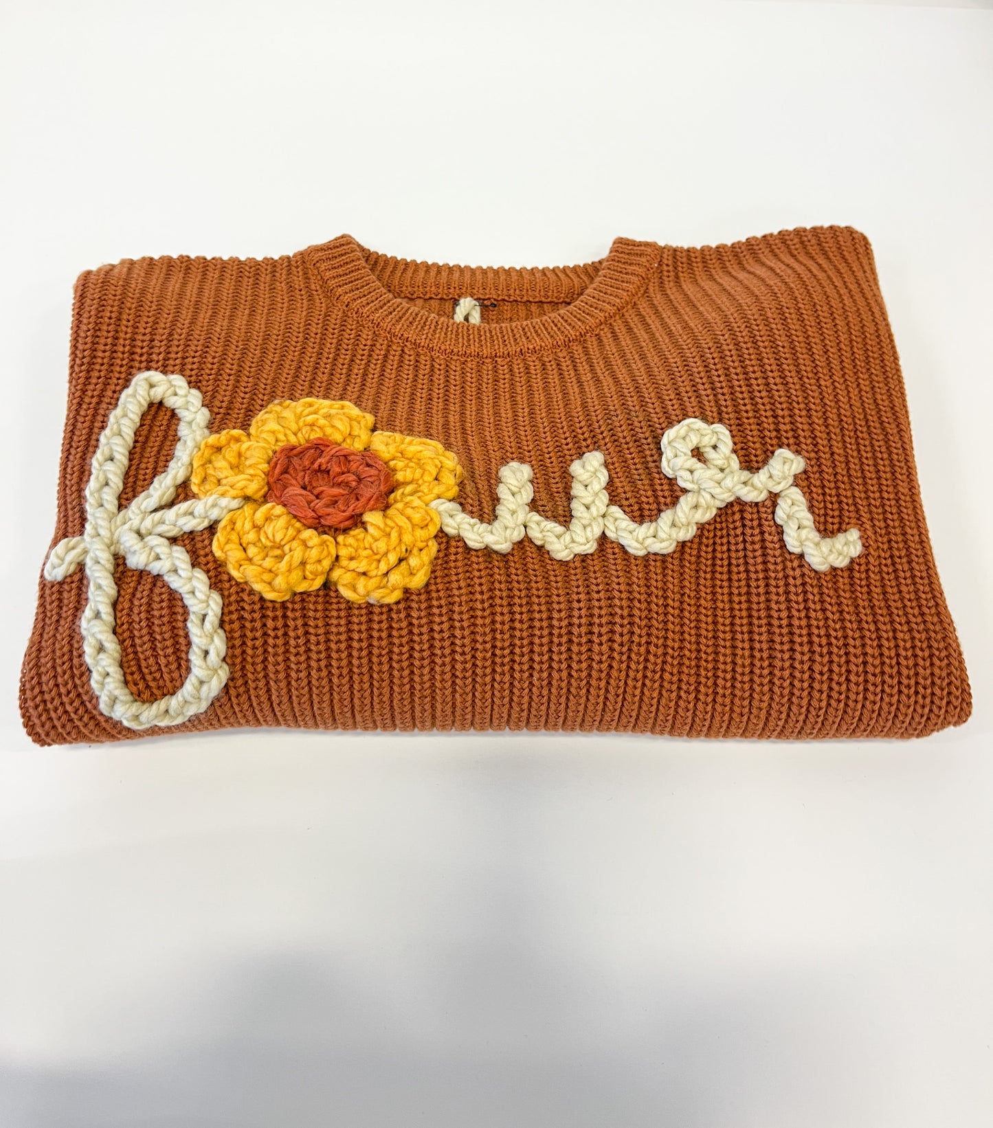 "Four" Embroidered Knit Sweater