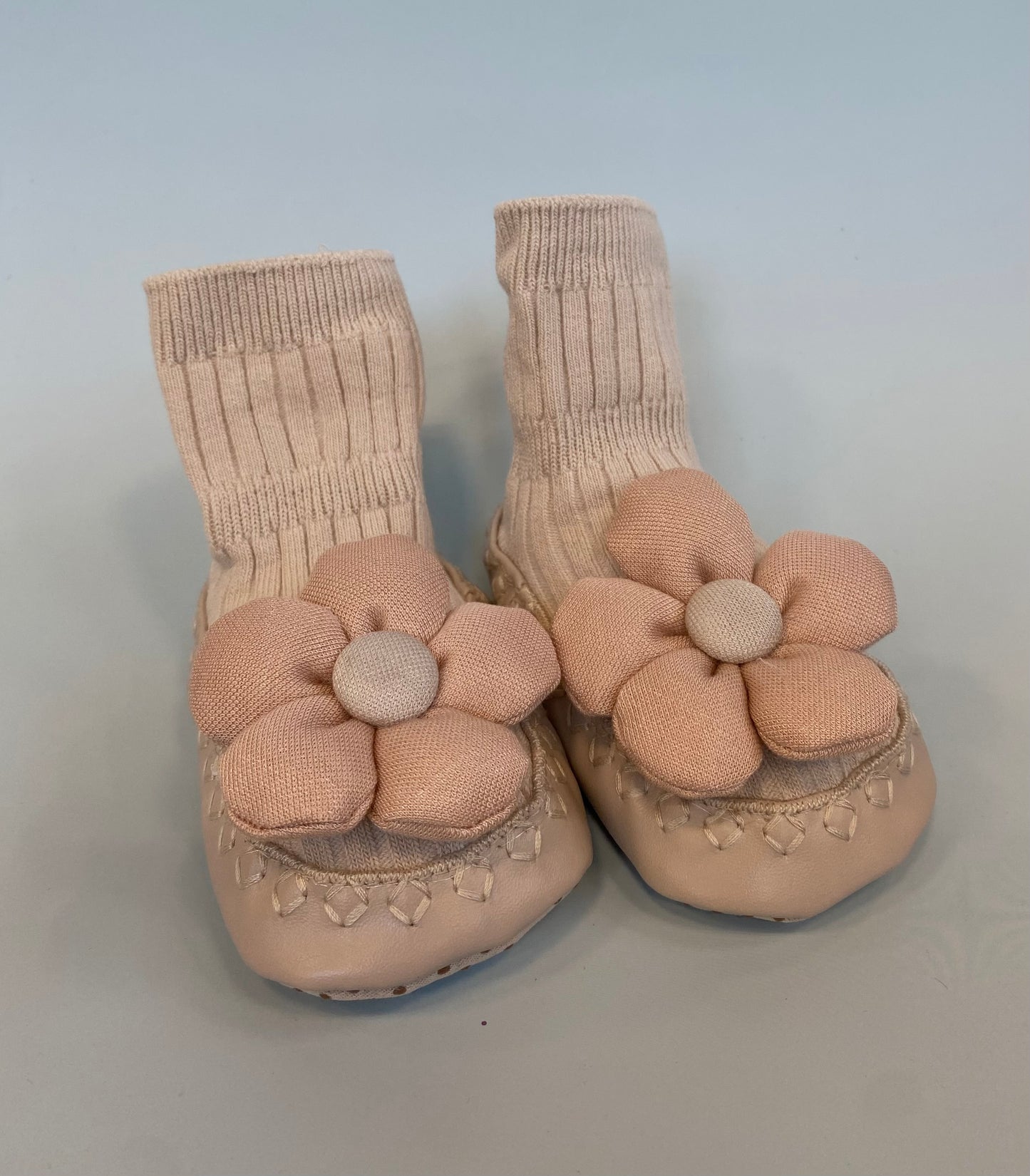 Daisy Sock Booties in Beige
