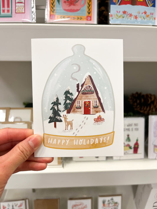 Happy Holidays Snow Globe Christmas Card