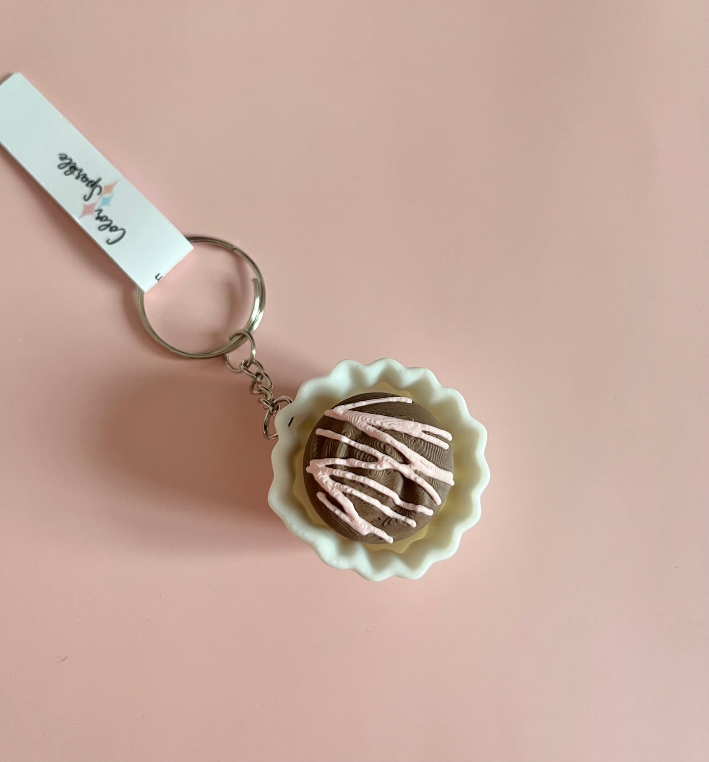 Chocolate with Pink Drizzle Clicker Keychain