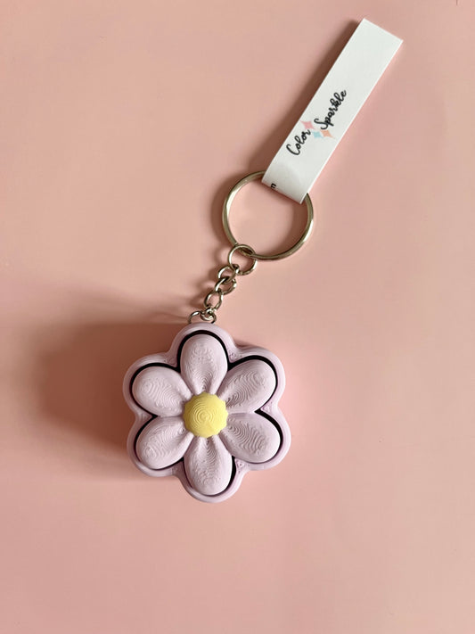 Purple Flower Clicker Keychain