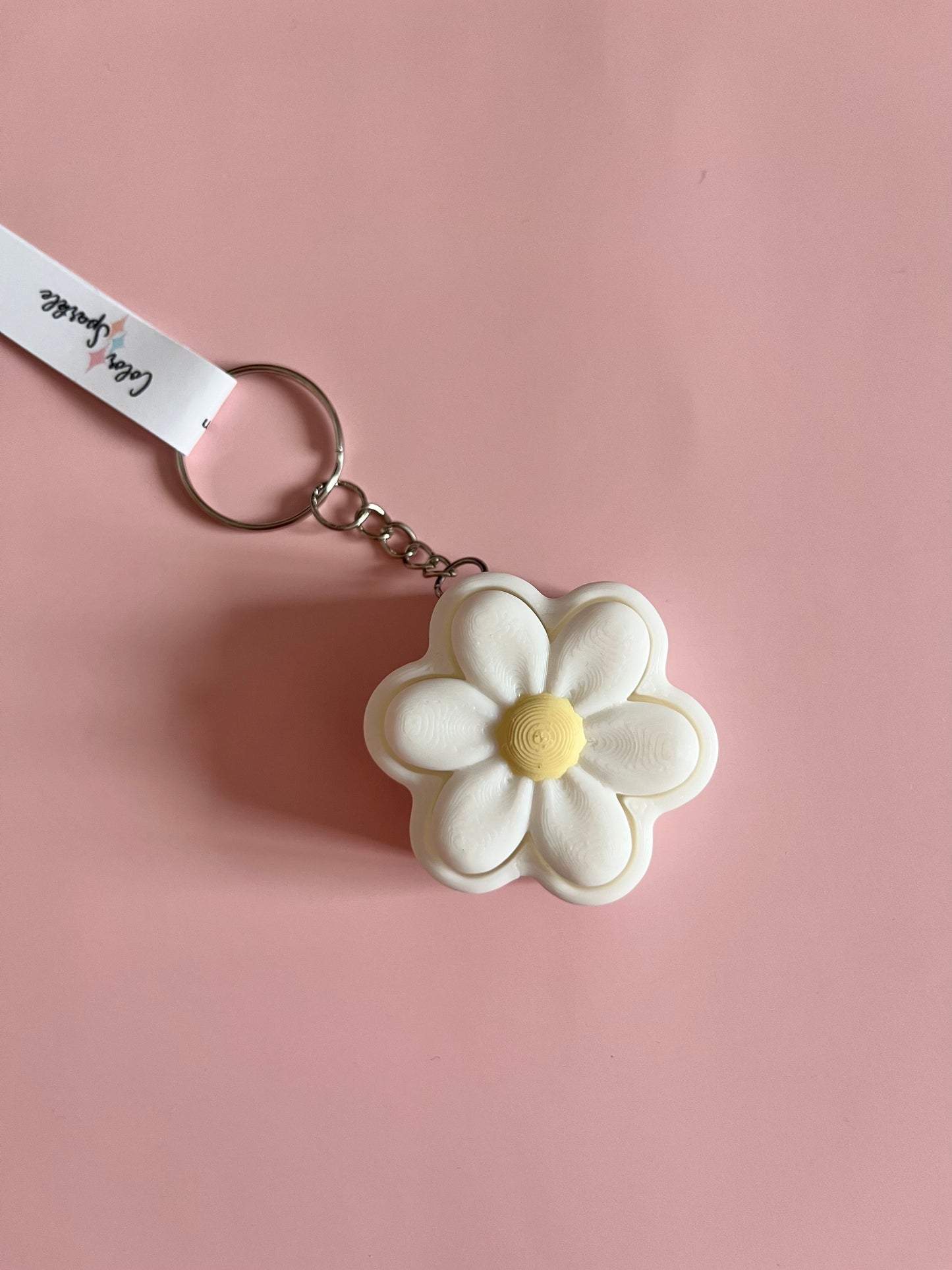 White Flower Clicker Keychain