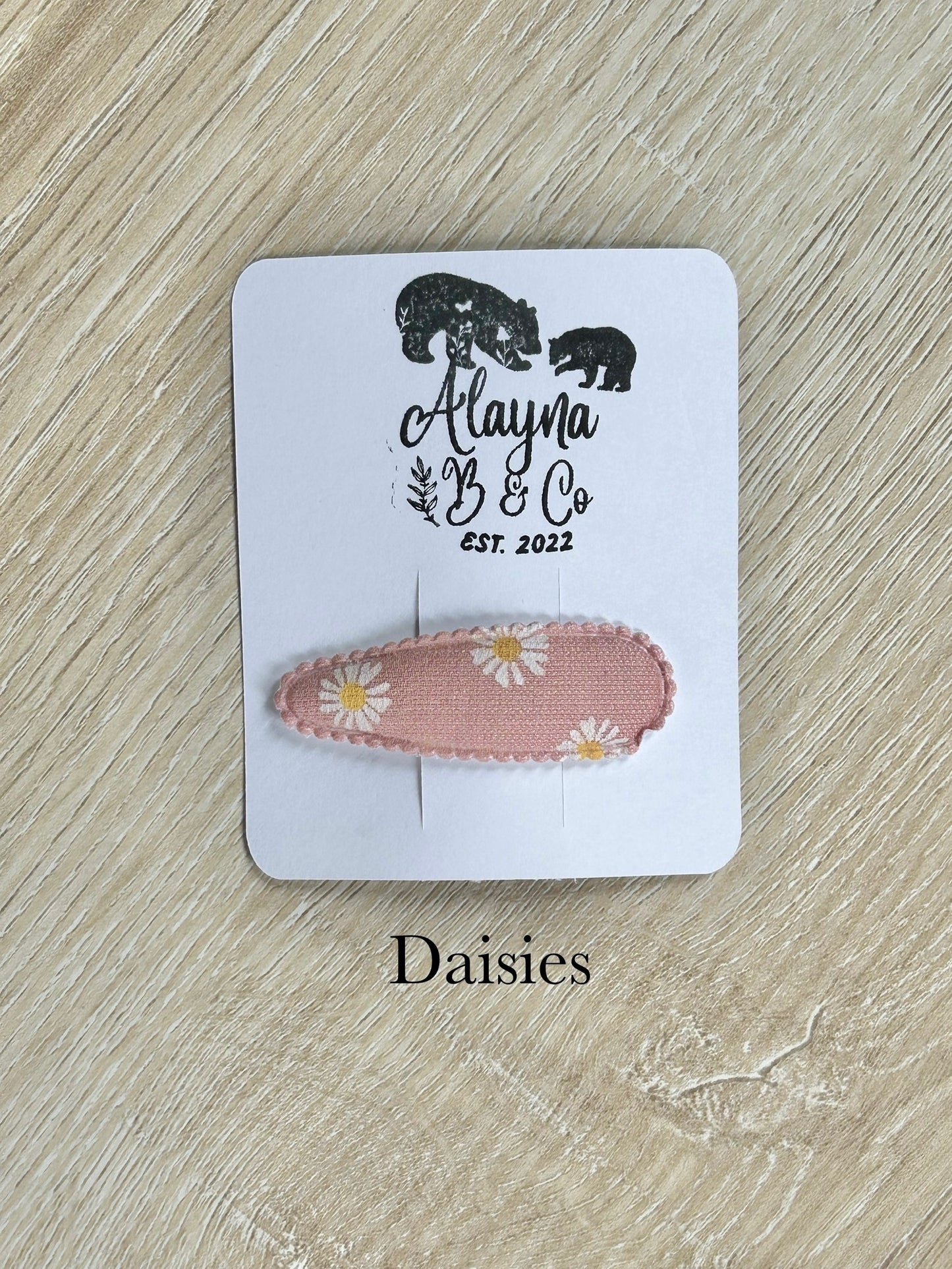 Pink Fabric Linen Snap Clip