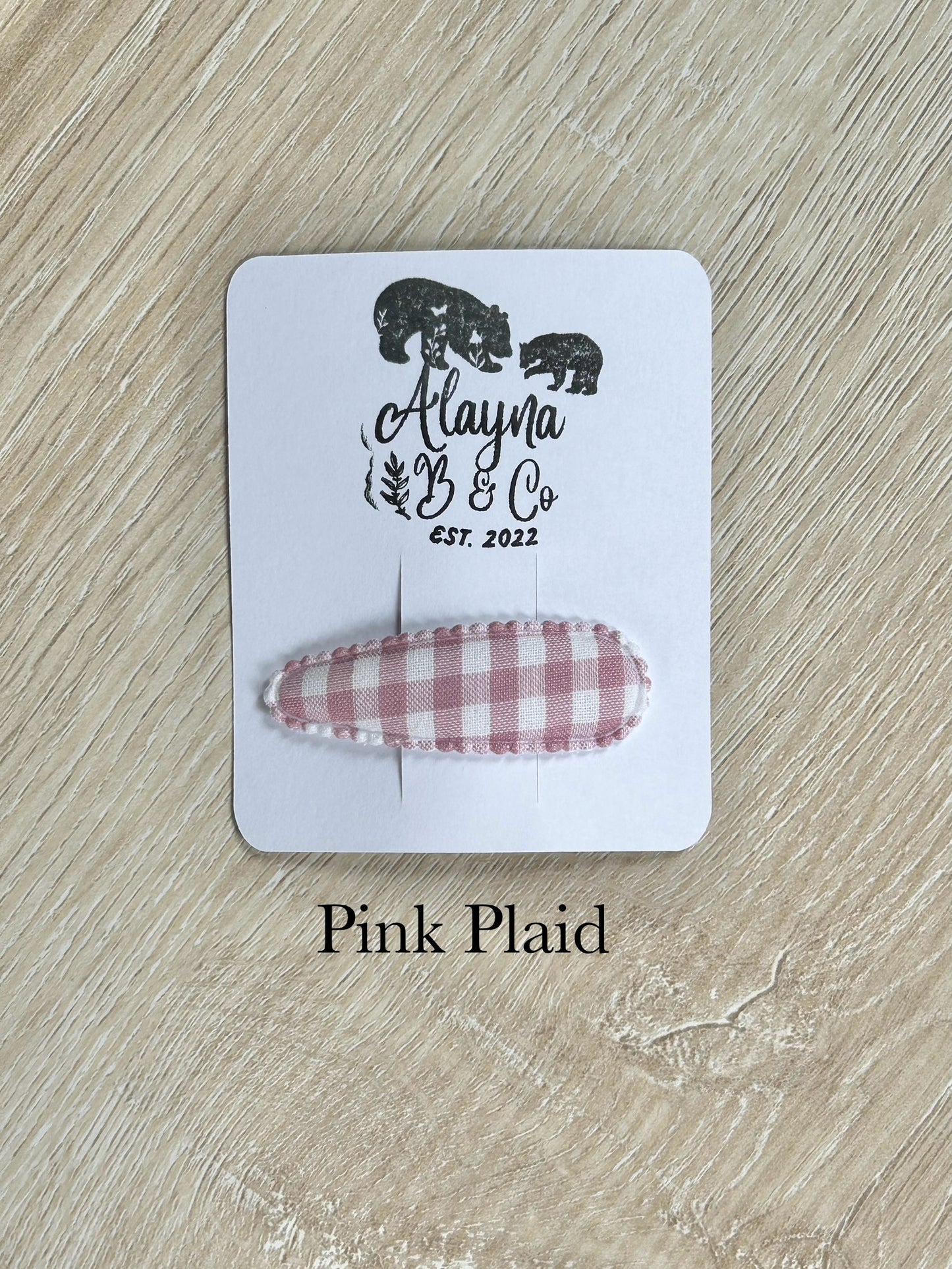 Pink Fabric Linen Snap Clip