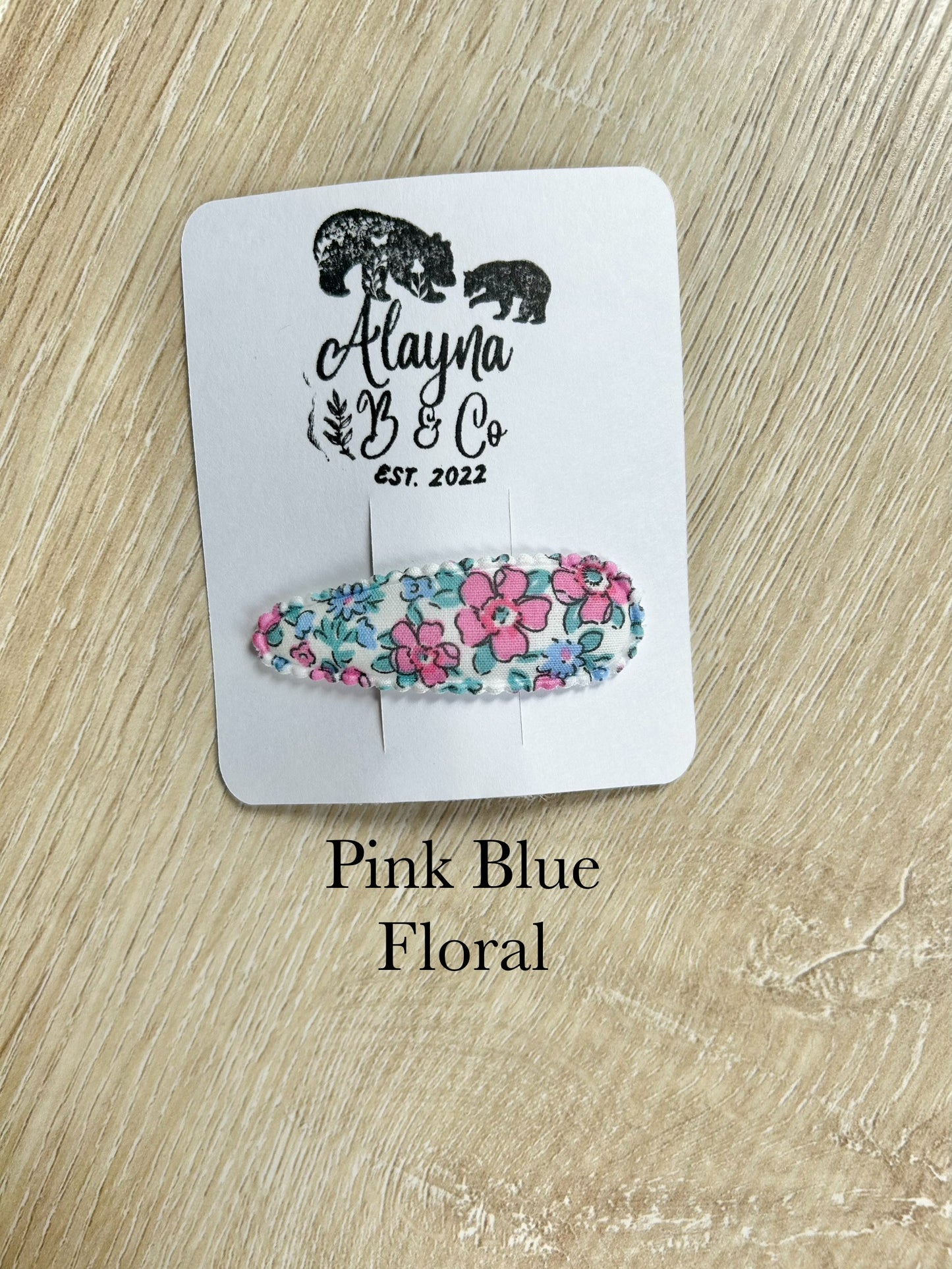 Blue Fabric Linen Snap Clip