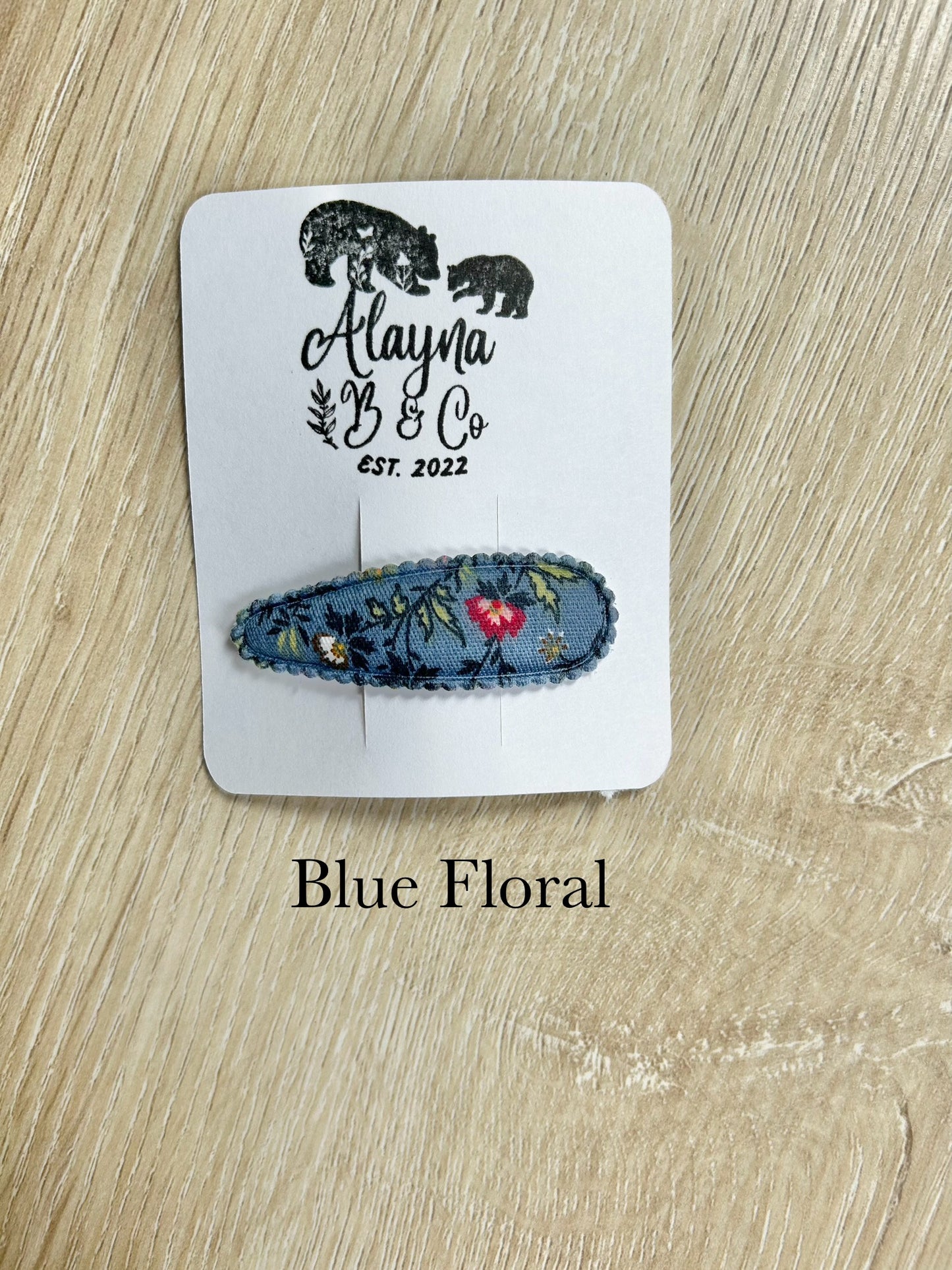 Blue Fabric Linen Snap Clip