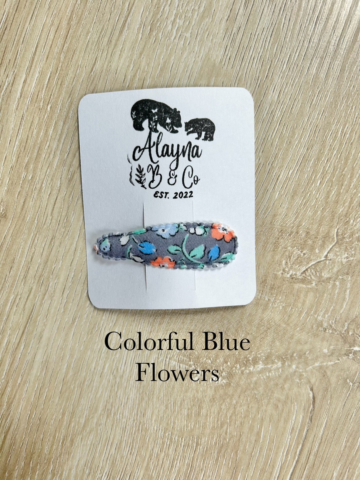 Blue Fabric Linen Snap Clip