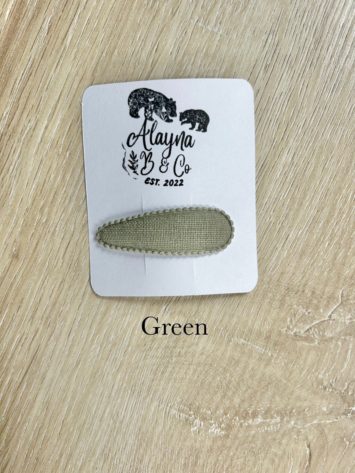 Green Fabric Linen Snap Clip