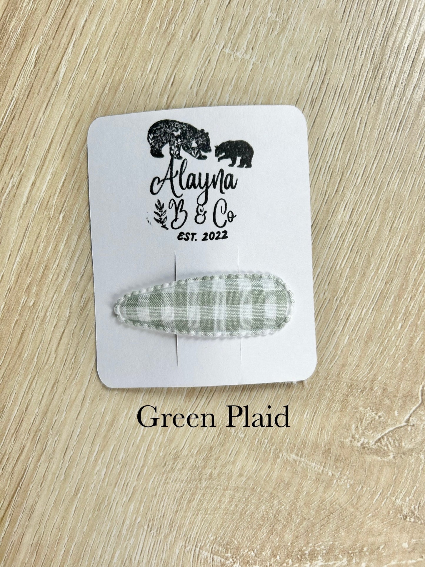 Green Fabric Linen Snap Clip
