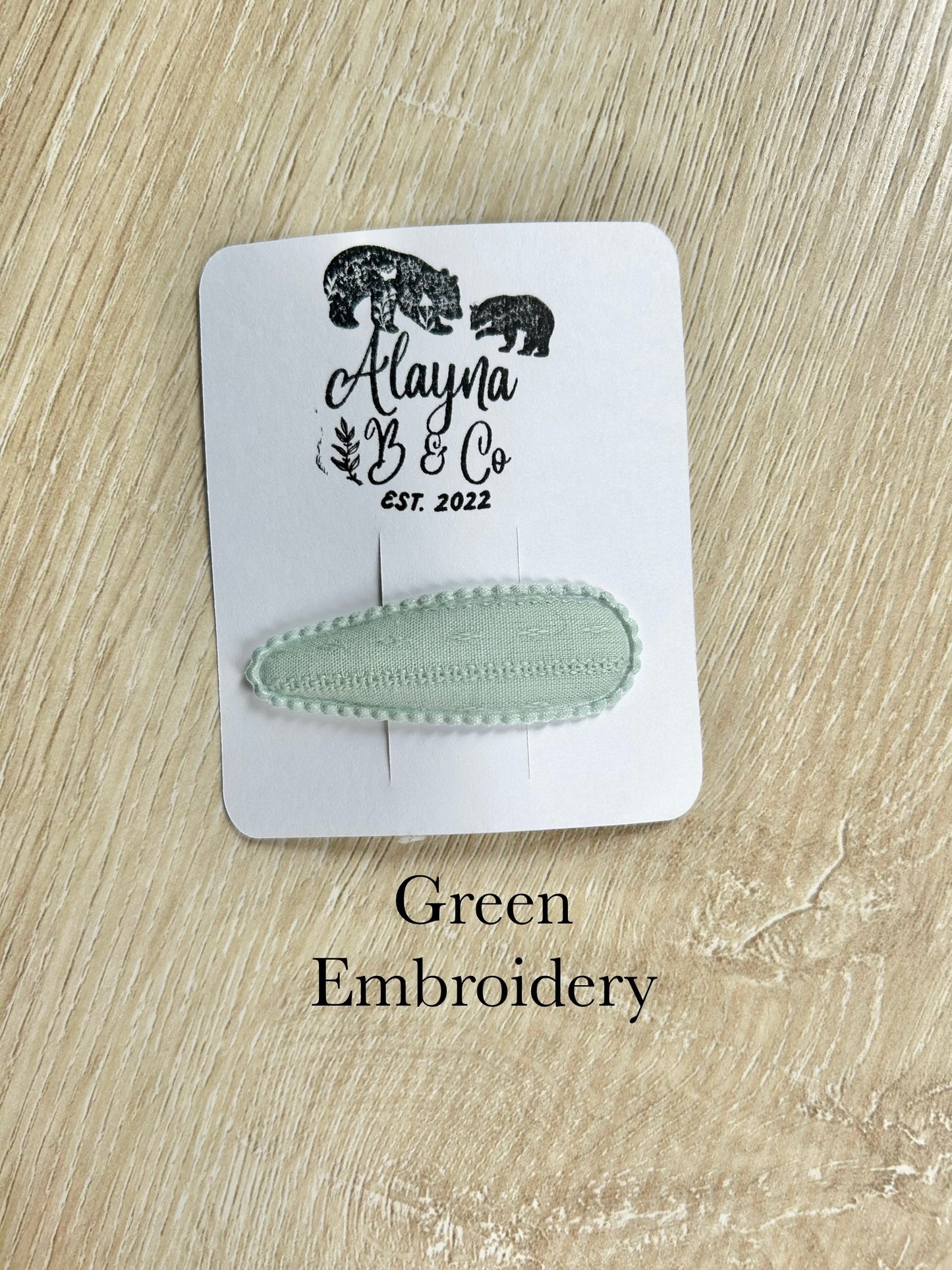 Green Fabric Linen Snap Clip