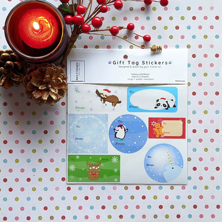 Happy Holidays Gift Tag Stickers
