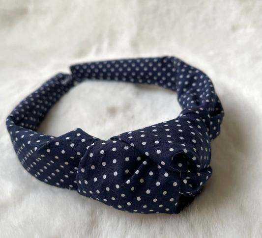Navy Polka Dot Headband