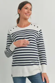 Saylor Stripe Button Sweater