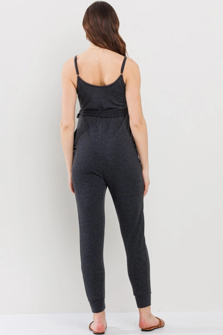 Atlanta Belted Charcoal Jumpsuit