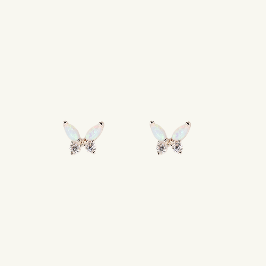 Monarch Aura Studs in Silver Opal