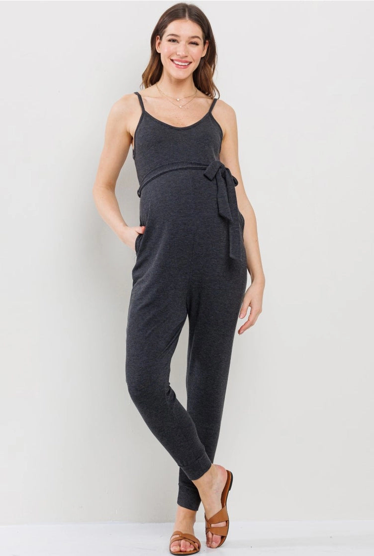 Atlanta Belted Charcoal Jumpsuit